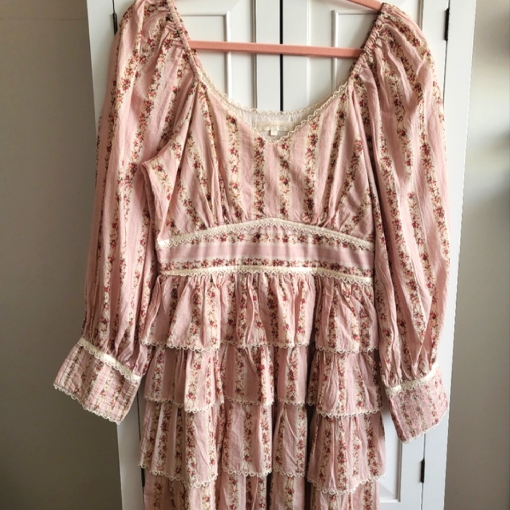 LOVESHACKFANCY Floral Ruffle Long Sleeve Dress